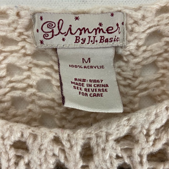 Glimmer By JJ Basics Gray Striped Open Knit Sweater Medium (sku490) - Picture 6 of 9